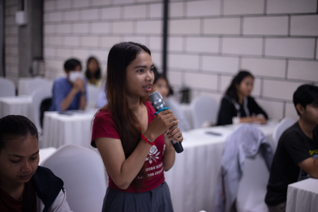 Woman speaks at PReSS gathering
