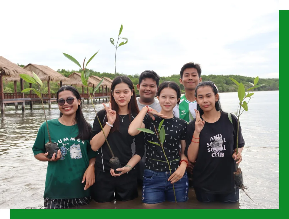 Students at the river